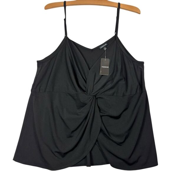 NWT Torrid Studio Crepe Jersey V Neck Twist Tank Black Sz 2x Office Work Classy - Picture 2 of 7